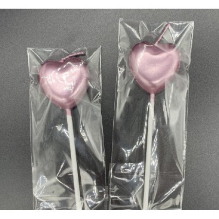 Lumanare de Tort, Cyrax, Model Inima, Party, 8.5 x 3 cm, Roz Gold