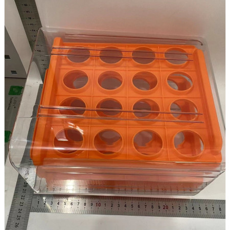 Suport pentru Oua, Cyrax, Strat Dublu, Capacitate 32 de Oua,  23.5x21.5 cm, din Plastic, Portocaliu