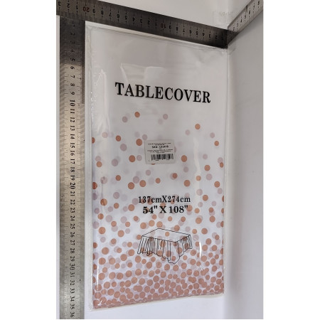 Fata de Masa, Cyrax, din PEVA, Imprimeu Buline, 137 x 274 cm, Impermeabila, Fara Pete, Curatare Rapida, Roz Gold