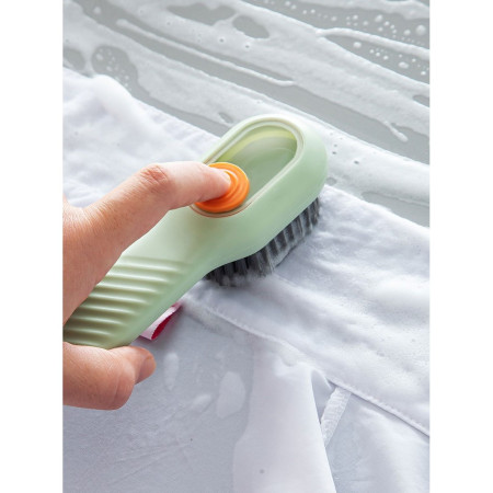 Perie pentru Curatare Incaltaminte cu Recipient pentru Detergent,  Perie Multifunctionala pentru Incaltaminte si Lenjerie, cu Peri Moi, Fara Deteriorare, 17.3 x 4.5 x 6 cm, Culoare Verde