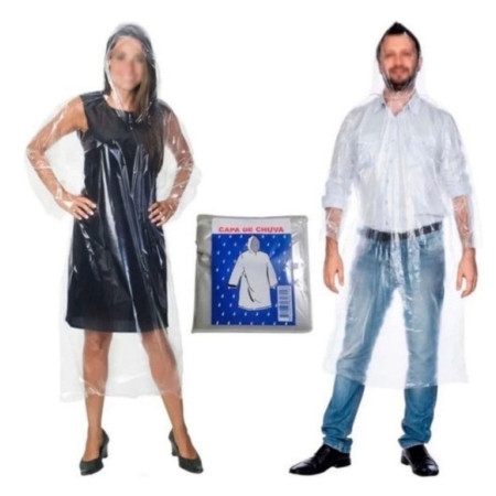 Pelerina de Ploaie,  pentru Adulti, 150 x 90 cm, Tip Poncho, Impermeabila, de Unica Folosinta, 30 g, Transparent