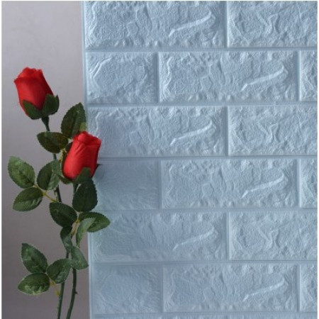 Set 10 Placi de Tapet,  Autoadezive, 70 x 77 cm, 3.5 mm Grosime, Suprafata Acoperita 5.3 mp, din PVC, Model Caramida, Albastru Deschis