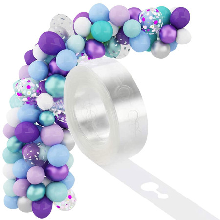 Banda Transparenta pentru Prinderea Baloanelor, Cyrax, din PVC, 5 m, Gauri Duble, Transparent