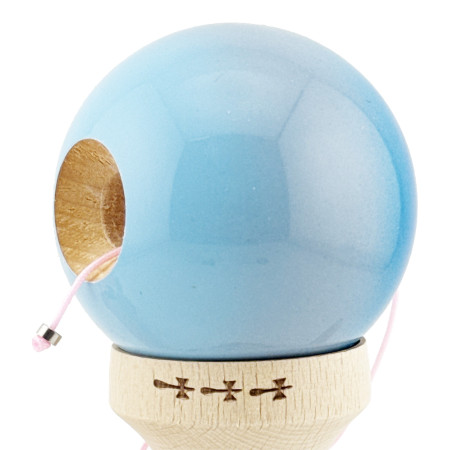 Kendama X Originala, Profesionala, Cyrax, Big Cups V2, Super Sticky Cupe Mari, Rulment Metalic cu Ata 55 cm, Albastru/Gri/Bleu