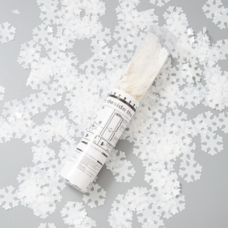 Tun de Confetti, Cyrax, 30 cm, Model Fulgi de Zapada din Hartie, Ambalaj din PET, Alb