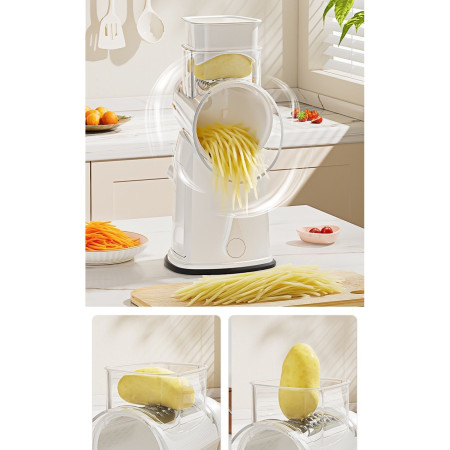 Razatoare Manuala, Cyrax, Rotativa cu Manivela, 6 Lame Interschimbabile, Anti-Stropire, 27 x 13 x 13 cm, Alb