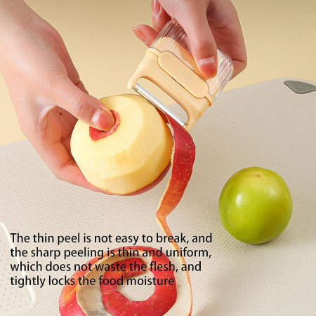 Decojitor/Curatator manual de legume si fructe, Cyrax, portabil, cu magnet, doua lame, Inox, Galben, 6.7x6x1.6 cm