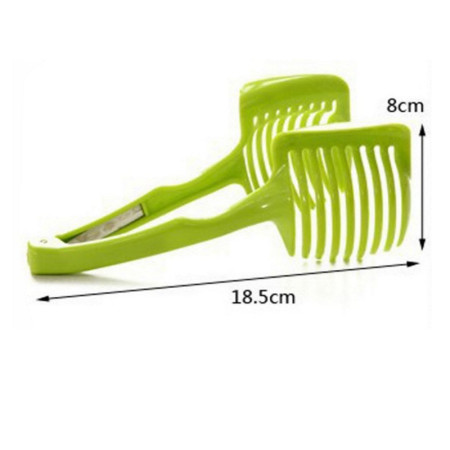 Ustenisla de bucatarie tip cleste pentru feliat fructe si legume Cyrax, material ABS, 8 x 18.5 cm, verde