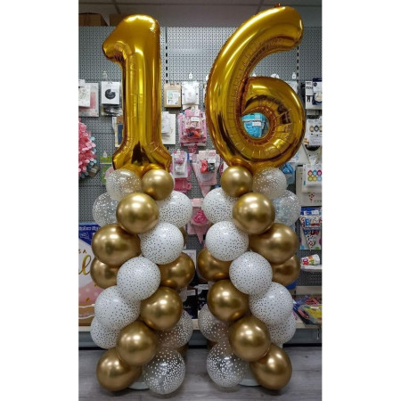 Balon din Folie Metalizata Cyrax, Figurina Cifra, Tema Aniversare 80 cm, Ambalaj Individual, Pai inclus, Umflare cu Aer sau Heliu, Auriu, Cifra 1