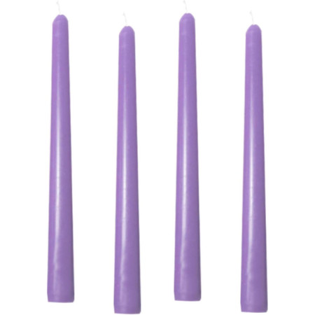 Set 4 Lumanari,  pentru Suport de Masa, Fara Miros si Fum, din Parafina, 2.2 x 25 cm, Mov
