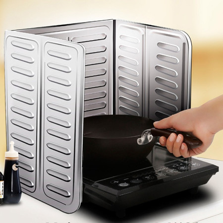 Placa de Protectie pentru Aragaz, Cyrax, din Aluminiu, Placa de Protectie Anti Stropi, Pliabila, Usor de Curatat, 32.5 x 84 cm, Gri