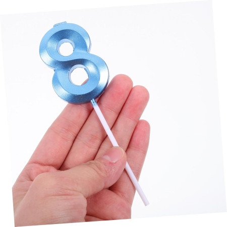 Lumanare Cifra 8, Cyrax, Model Diamond, 5 x 3.4 cm, Albastru