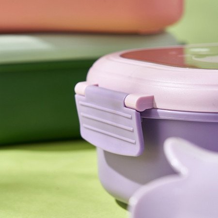 Cutie pentru Pranz sau Gustari, Cyrax, cu Doua Compartimente, pentru Copii si Adulti, Etansare, PP, Perfect pentru Scoala si Birou, 1000 mL, 22.5x14.5x8 cm, Mov