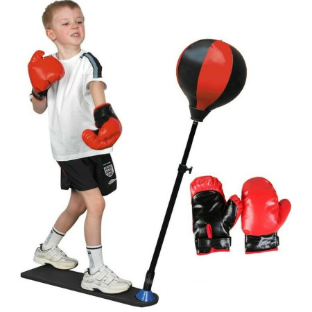 Jucarie Interactiva, Cyrax, Model Sfera de Box de Picior, Manusi Incluse, Inaltime Reglabila, +3 Ani, 120 x 25 x 52.5 cm, Rosu/ Negru