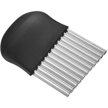 Cutit pentru Cartofi Ondulati, Cyrax, pentru Legume, Forma Ondulata, Usor de Utilizat, Taiere, Negru