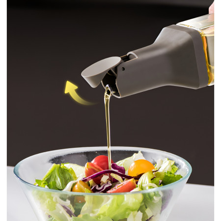 Dispenser pentru Ulei, Cyrax, Deschidere si Inchidere Automata a Rezervorul, cu Inductie Gravitationala, 500 ml, 29.5x6x6 cm, Gri