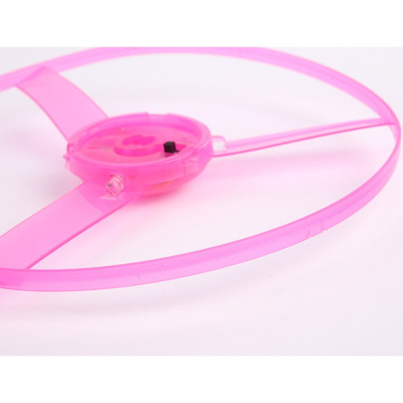 Jucarie Disc Zburator, Distractiv pentru Copii, Cyrax, Aruncator Manual din Plastic, cu Lumini, Roz