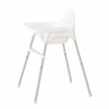 Scaun de masa telescopic pentru bebelusi si copii, Cyrax, cu Suport picioare si Centura de siguranta, reglabil pe inaltime, Varsta 6-32 luni, Alb