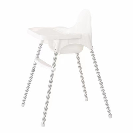 Scaun de masa telescopic pentru bebelusi si copii, Cyrax, cu Suport picioare si Centura de siguranta, reglabil pe inaltime, Varsta 6-32 luni, Alb
