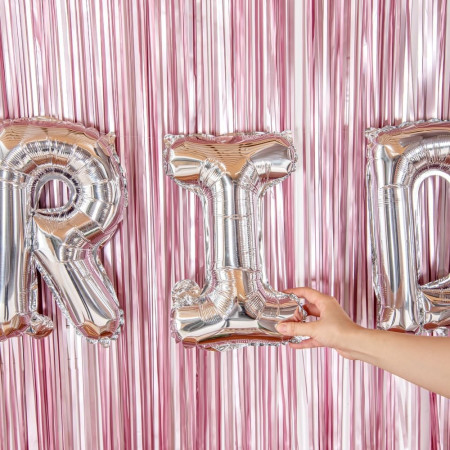 Balon Folie Metalizata Litera I, Cyrax, 40 cm, Umflati cu Heliu sau Aer, Ambalaj Individual, Pai inclus, Argintiu