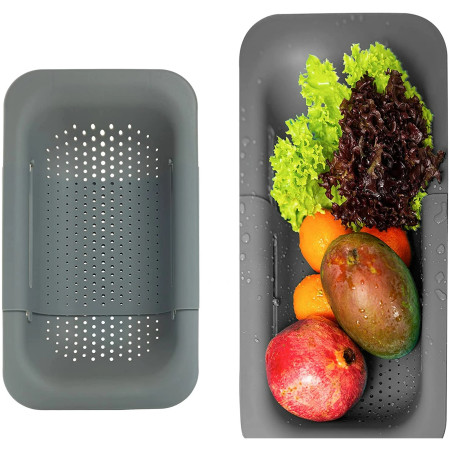 Cos pentru Scurgere Chiuveta de Bucatarie, Cyrax, Plastic, Telescopic, 36x20x5 cm, Gri