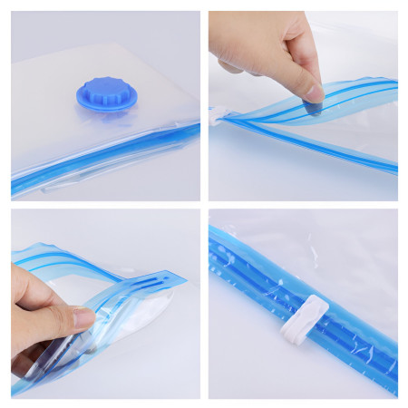 Set 3 Saci de Vidat Haine,  Marimi Diferite, Vidare prin Vacuum, Reutilizabili, Impermeabili, Pompa Inclusa, Transparent