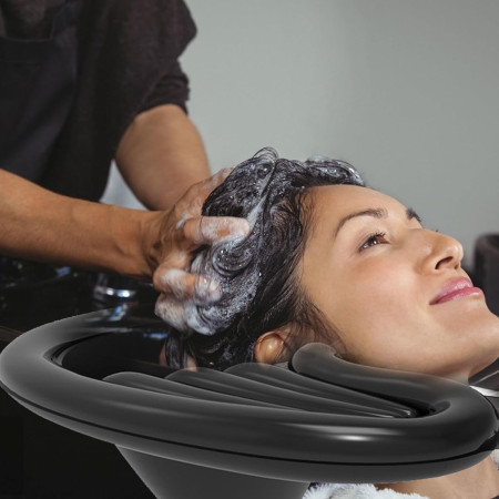 Set Gonflabil pentru Spalat pe Cap, Cyrax, pentru Copii, Femei Insarcinate si Varstnici, 81 x 60 x 38 cm, Ajustabil, Negru