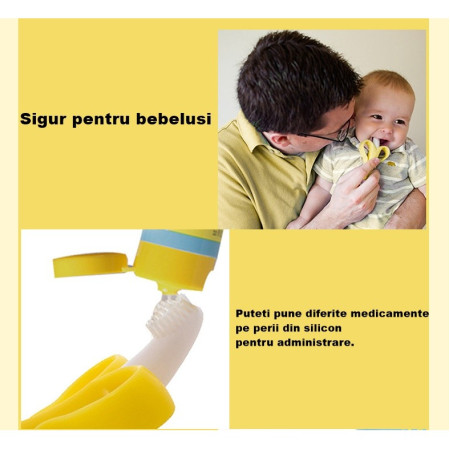 Jucarie dentitie bebelusi Cyrax, banana, cu manere de prindere, material silicon non-toxic, fara miros, 10.5x5.9 cm, galben