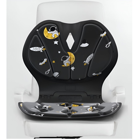 Suport pentru Scaun, Cyrax, pentru Corectarea Posturii, Portabil, Pliabil, Ergonomic, Ameliorare Durere, Respirabil, 35x32x30 cm, Marime L, Model Rachete, Negru