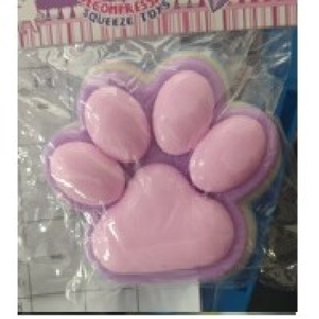 Jucarie Antistres Squishy, Cyrax, cu Revenire Lenta, Labuta de Pisica Pufoasa, 8.5 x 7.5 cm, Ambalaj Transparent, Mov Roz