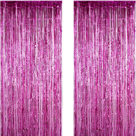 Perdea Franjurata, Cyrax, Model Decor Petrecere, pentru Fundal de Poze, Amenajare Colorata a Petrecerii, Dimensiune 100x200 cm, Roz Inchis