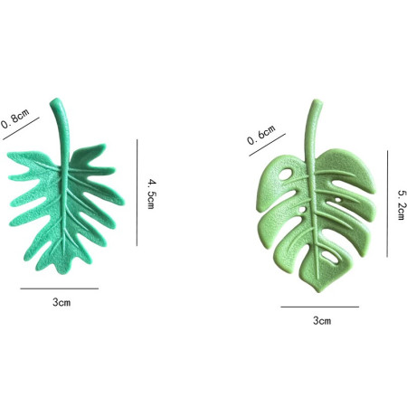 Set 4 Magneti de Frigider, Cyrax, Model Frunze, din ABS si Magnet, Verde