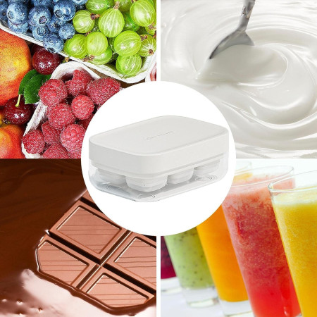 Forma pentru gheata cu presa Cyrax, din silicon alimentar, 6 cuburi, caserola pentru depozitare, usor de folosit si curatat, 10.5 x 7.5 x 4.1 cm, alb