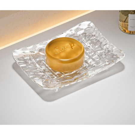 Savoniera din Plastic  15 x 9 cm, cu Scurgere Apa, Design Modern, Transparent