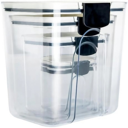 Set 4 Recipiente Depozitare Alimente,  Cyrax, pentru Organizare Bucatarie, cu Inchidere Ermetica, Transparent, Plastic fara BPA, Compatibile cu Masina de Spalat Vase, Diferite Dimensiuni, 350 ml, 1300 ml, 2700 ml, 4600 ml