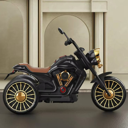 Tricicleta Electrica pentru Copii, Cyrax, cu 2 Acumulatoare 380*2, 6V 4.5, Telecomanda, Bluetooth, Sistem Anti-Rasturnare, Sistem de Lumini si Sunet, 6-8 Ani, 93 x 48 x 63 cm, Negru