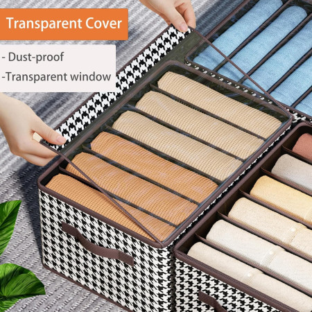 Cutie De Depozitare,  Pentru Haine, Lenjerie, Sosete Si Sutiene, Material Textil, 6 Compartimente, 44x30x20 cm, Culoare Alb-Negru