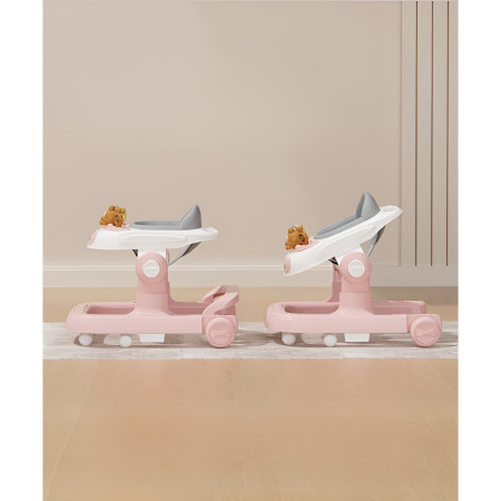 Premergator Multifunctional cu Roti Cyrax, Model Iepuras, Inaltime Ajustabila, Tavita, Muzica, Lumini, 66x59x41 cm, Roz