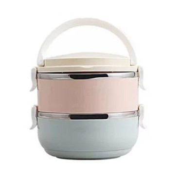 Set 2 Caserole pentru alimente Cyrax, lunch box, 1400 ml, otel inoxidabil, maner, valva aerisire, 15.5 x 15 cm, inchidere etansa, multicolor