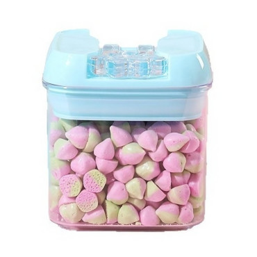 Cutie de Depozitare Alimente, Cyrax, 0.5L, Capac Albastru, din PP+PET, Inchidere Ermetica, 10 x 10 x 10.5 cm, Transparent