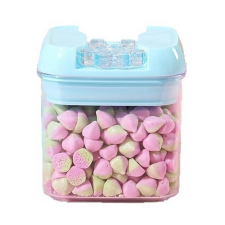 Cutie de Depozitare Alimente, Cyrax, 0.5L, Capac Albastru, din PP+PET, Inchidere Ermetica, 10 x 10 x 10.5 cm, Transparent