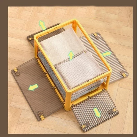 Cutie de depozitare pliabila,  Cu capac, 40 L, Plastic, 47x35x24.5 cm, Portocaliu