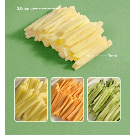 Feliator de Legume Multifunctional, Cyrax, Taieturi Diferite, Razatoare pentru Bucatarie, Taietor de Cartofi, Presa Manuala, Pliabila, Extensibila, PP PET, 23.5x9.5x5.5 cm, Alb