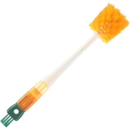 Perie 5 in 1 de Curatat Pahare, Cani, Sticle, Cyrax, cu Maner Lung, Accesorii pentru Spalarea Paielor si Capacelor, Usor de Agatat, 36x7x7cm, Portocaliu-Alb