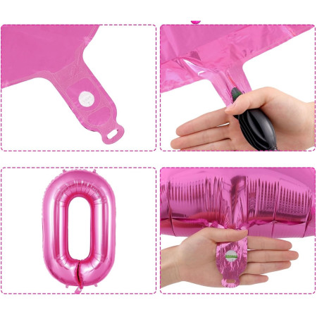 Balon din Folie Cyrax, Cifra 0, 81 cm, Pentru Aer sau Heliu, Bulk, Mov