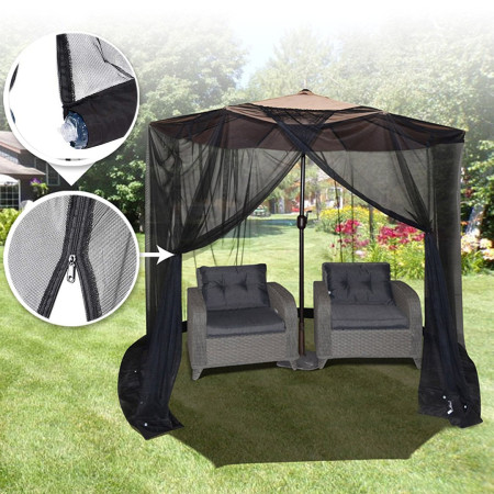 Plasa anti-tantari si insecte  pentru umbrela de soare, inaltime 2.3, diametru 3 m, negru