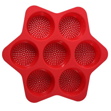 Forme de Silicon pentru Copt, Cyrax, 7 Forme Rotiunde, pentru Burgeri si Prajituri, 38.5 x 4 cm, Rosu