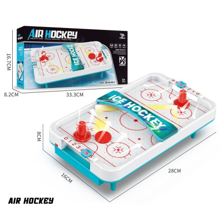 Masa Ice Hockey, Cyrax, cu Tabela de Scor, 2 Pucuri, din ABS, pentru Adulti/Copii +5 Ani, 28 x 8 x 16 cm, Alb/Albastru