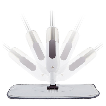 Mop plat,  cu pulverizator, pentru uz casnic, plastic, rezerva de mop din microfibra, 125x40 cm, Alb/Mov