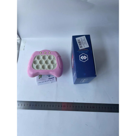 Joc Pop It, Cyrax, consola, joc interactiv, antistres, cu baterii, Abs si silicon, Roz, 12 x 10 x 5.8 cm